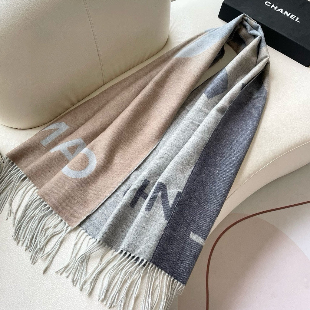 CC Scarf 200 CM In Beige Mix Grey Cashmere 405496