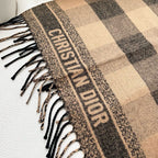 CHECK SCARF 180 CM IN BLACK MIX SAND YELLOW CASHMERE AND WOOL 415298