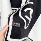 CC Scarf 195 CM Black Mix White Cashmere And Wool 418443
