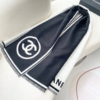 CC Scarf 195 CM Black Mix White Cashmere And Wool 418443