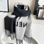 CC Long Scarf 200 CM In BLack Mix White Cashmere  425111