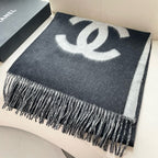 CC Long Scarf 200 CM In BLack Mix White Cashmere  425111
