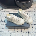CC Low Sneaker 30mm Light Beige Mix White With Small Flowers Cavas Fabric