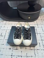 CC Low Sneaker 30mm Black Mix White With Small Flowers Cavas Fabric