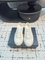 CC Low Sneaker 30mm White With Small Flowers Cavas Fabric
