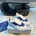 Prada 25s  Platform Sneakers White Blue Cowhide 538420