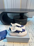 Prada 25s  Platform Sneakers White Blue Cowhide 538420
