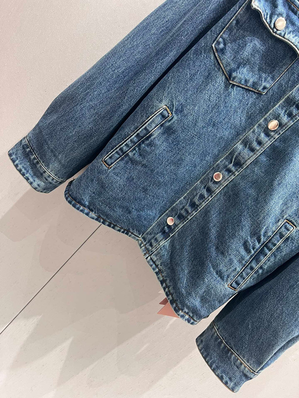 Miu Miu Denim Jacket Blue Brown Cotton 206450