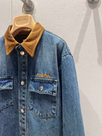 Miu Miu Denim Jacket Blue Brown Cotton 206450