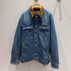 Miu Miu Denim Jacket Blue Brown Cotton 206450