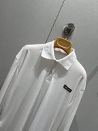 Miu Miu Ribbed Knitted Long-sleeved Polo Shirt White Cotton 208569