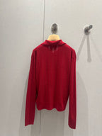 Miu Miu 25 Knitted Polo Shirt Red Cashmere 209039
