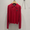Miu Miu 25 Knitted Polo Shirt Red Cashmere 209039