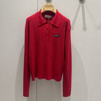 Miu Miu 25 Knitted Polo Shirt Red Cashmere 209039