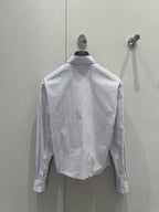 LV 25 Striped Short Long-Sleeved  Shirt Black White  209245