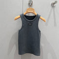 Miu Miu 25 Knitted Sleeveless Vest Gray Cotton