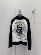 CD 25 Round Neck Cardigan Black White Cashmere 210860