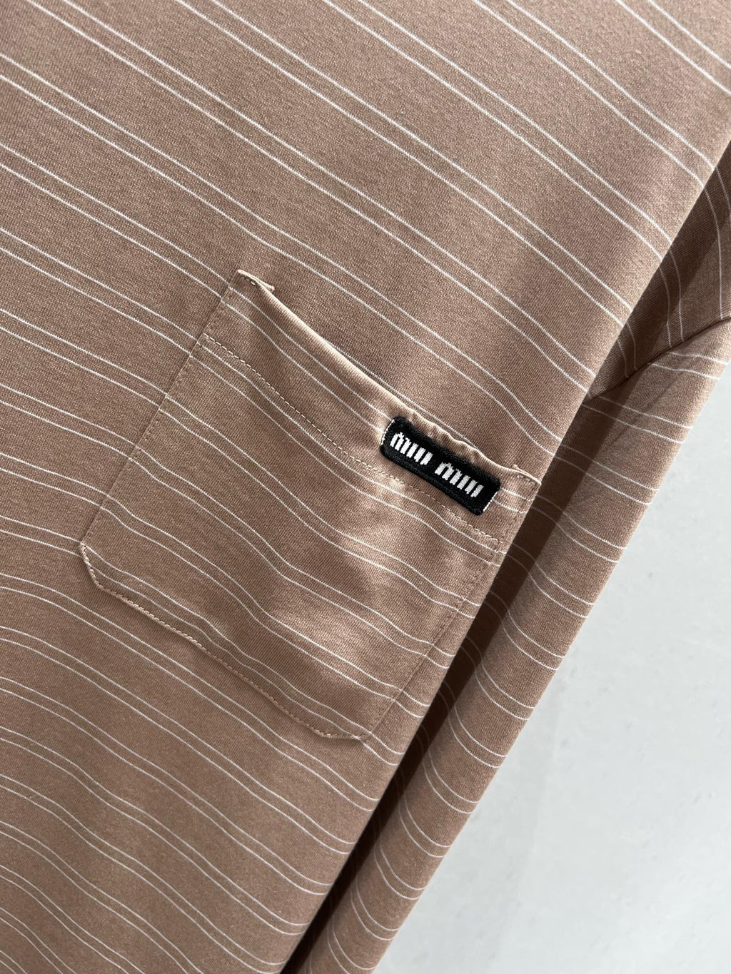 Miu Miu 25 Striped Long-sleeved T-shirt Brown Cotton 211207