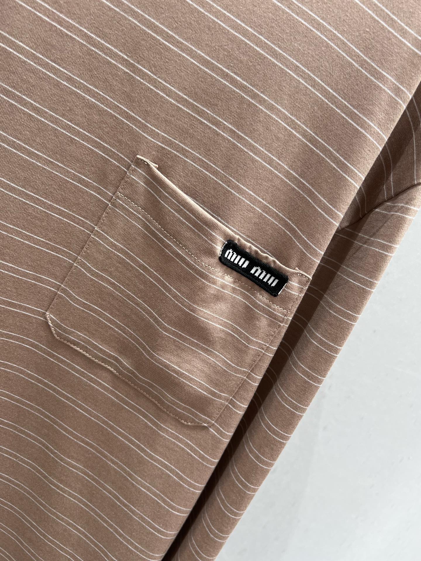Miu Miu 25 Striped Long-sleeved T-shirt Brown Cotton 211207