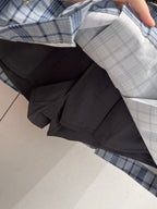 Miu Miu 25 Plaid Pleated Skirt Blue Polyester 211200