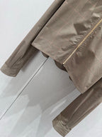 Miu Miu 25 Plaid Lapel Zipper Shirt Brown Cotton 211152