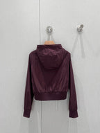 Prada 25 Short Hooded Jacket Red Burgundy Poliamide 211160