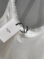 Celine 25 Lace Vest Camisole White Cotton Silk 215160