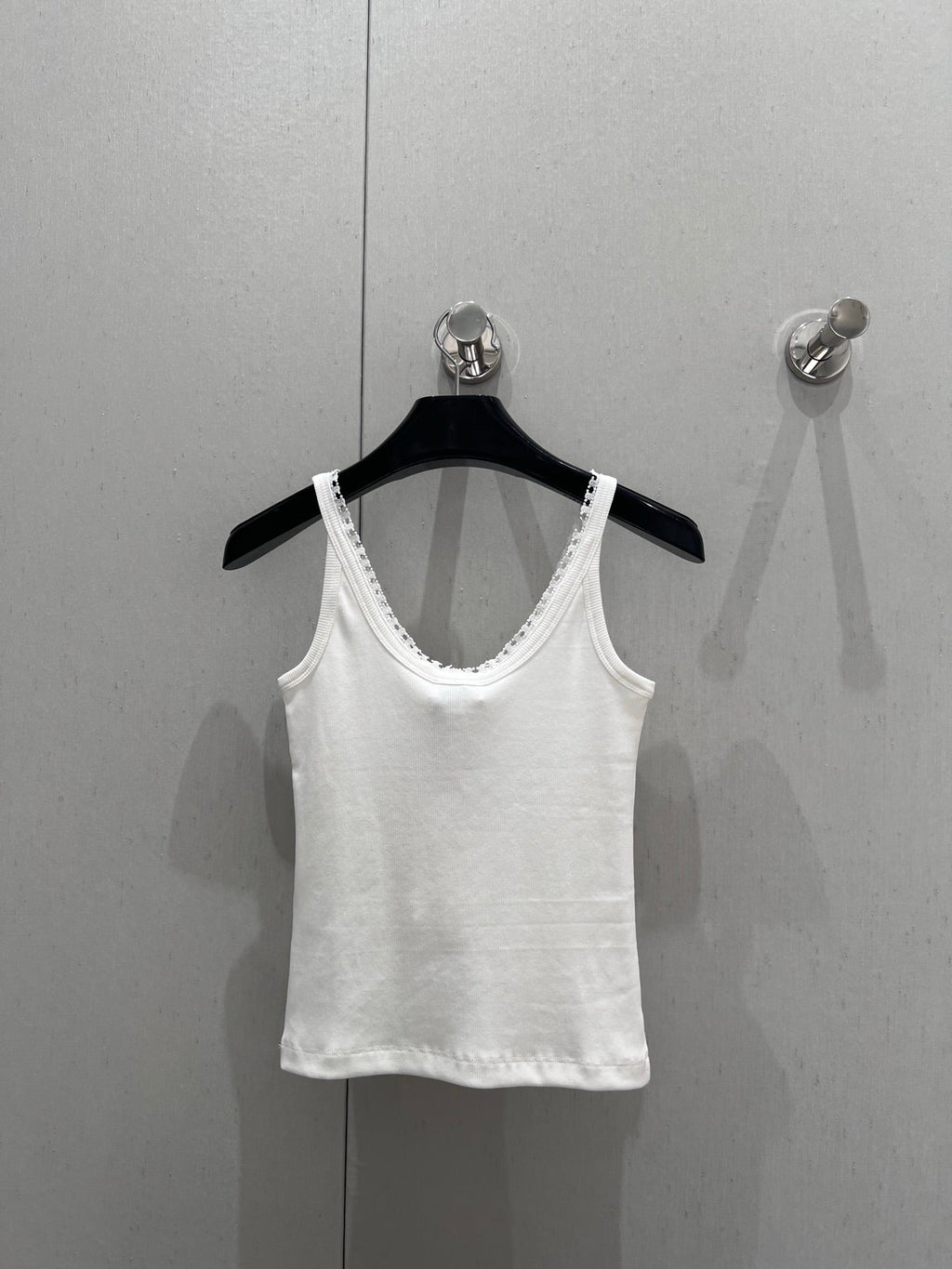 Celine 25 Lace Vest Camisole White Cotton Silk 215160