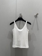 Celine 25 Lace Vest Camisole White Cotton Silk 215160
