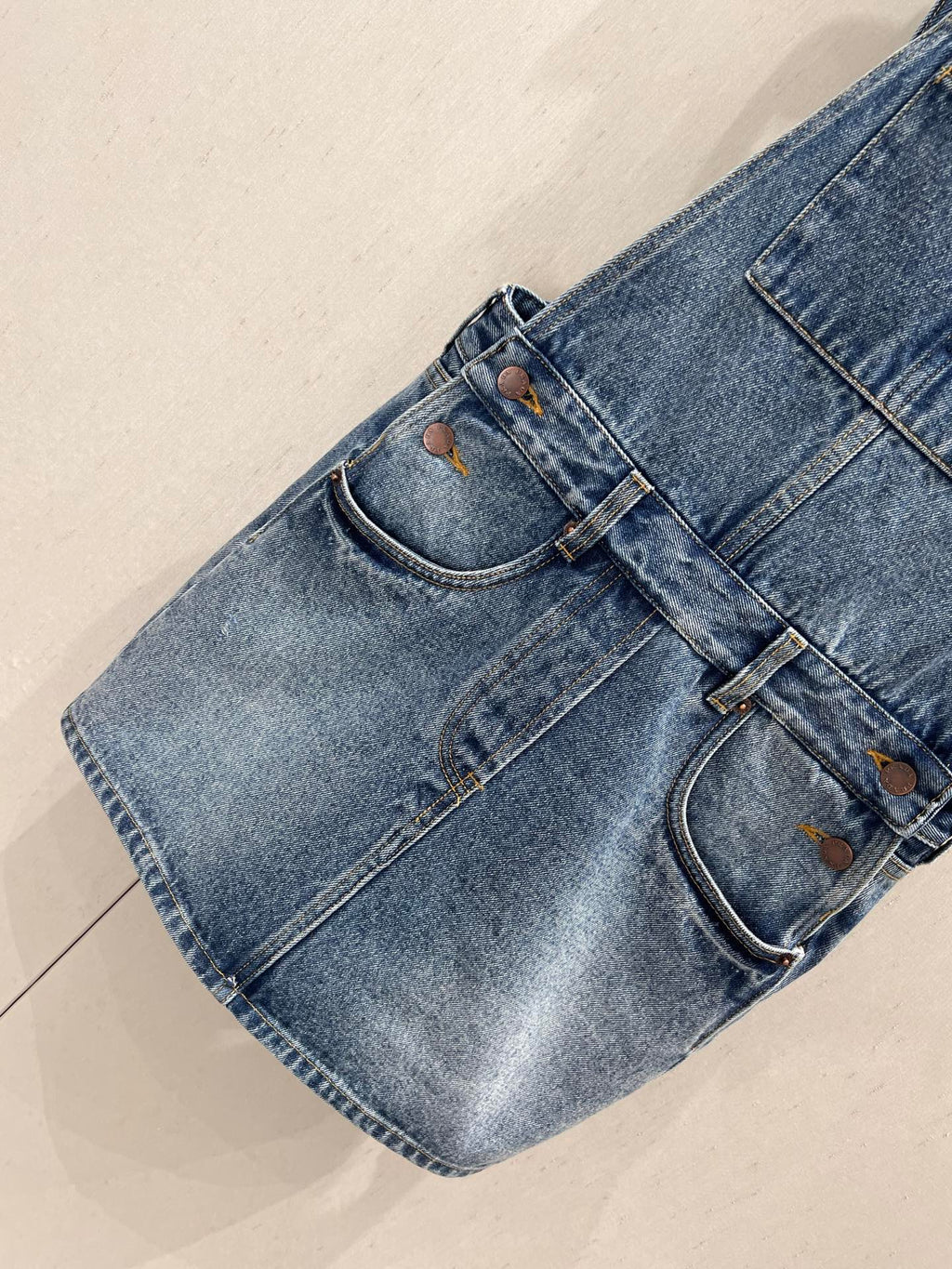 Prada 25 Denim Overall Dress Blue Cotton 215746