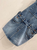 Prada 25 Denim Overall Dress Blue Cotton 215746