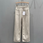 CD 2025 Pattern Straight Pants Beige Cotton 216928