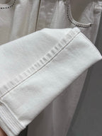 CD 25 Waistband Denim Pants White Cotton 217806