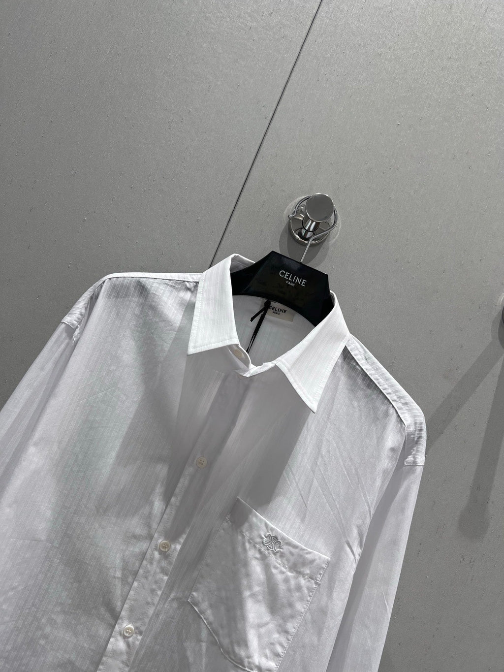 Celine 25 Striped Long-sleeved Shirt White Cotton 217877