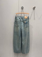 Loewe 25 Colorful Embroidered Scimitar Jeans Blue Cotton 217978