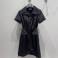 Prada 25 Short Sleeve Zipper Dress Black Polyester 218738