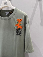 Loewe 25 Embroidered Short-sleeved T-shirt Green Acrylic Wool 220865