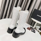 CC High Boots 60mm White Quilted Lambskin And Cowhide