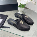 CC 25 Mule Black Calfskin Gold Double C