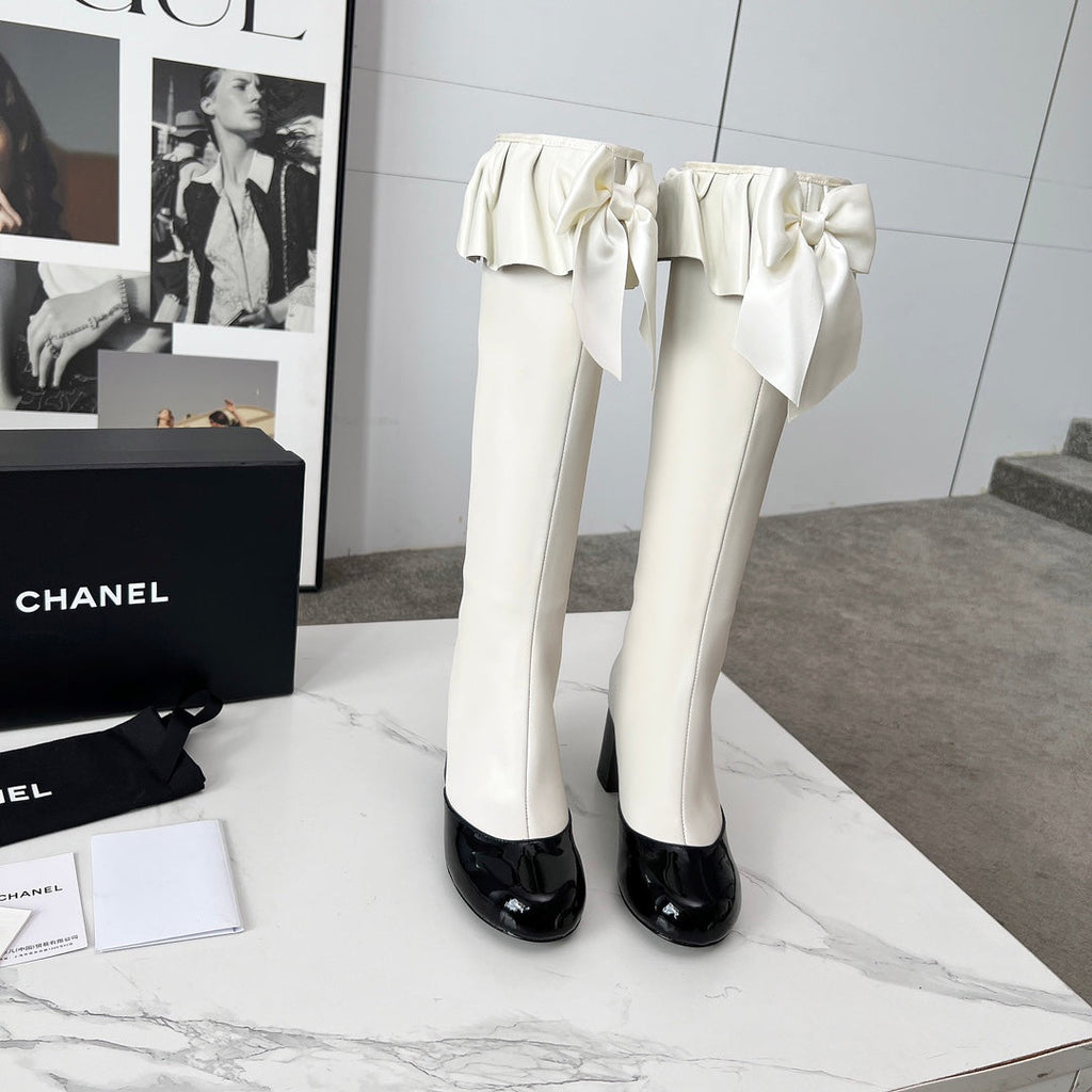 CC 25 high boots white black sheepskin 459457