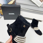CC 25 latest low-top boots pearl black suede 459469