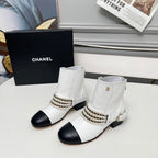 CC 25 latest low-top boots pearl white black sheepskin 459471