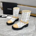 CC 25 ankle boots beige white tweed mix sheepskin 459498