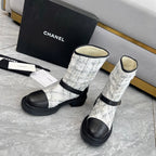 CC 25 ankle boots black white tweed mix sheepskin 459500