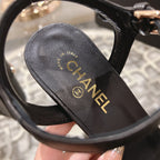 CC 25C 10CM Mid Heed Sandals Black Italian Leather 213318