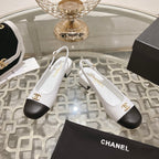 CC Slingbacks 35mm In White Mix Black Lambskin 943266