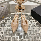 CC 25C Slingback Flats Cream Suede 213331