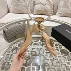 CC 25C Slingback Flats Cream Suede 213334