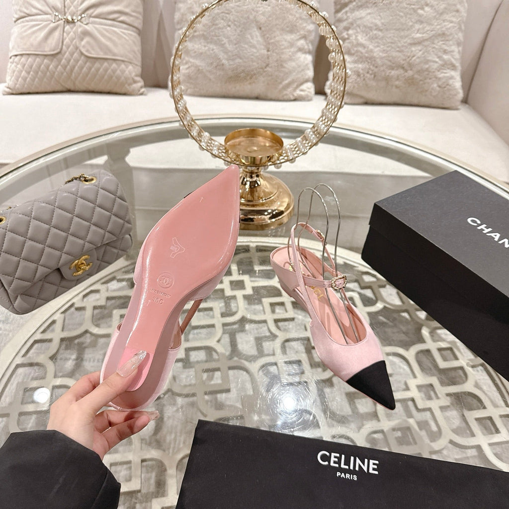 CC 25 Slingback Heel Pink Pastel Silk and Sheepskin 268922