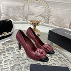 CC 26s High Heels Pump 85 Burgundy Black Sheepskin 627007